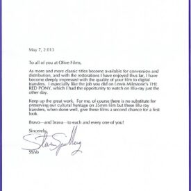 Steven Spielberg Letter